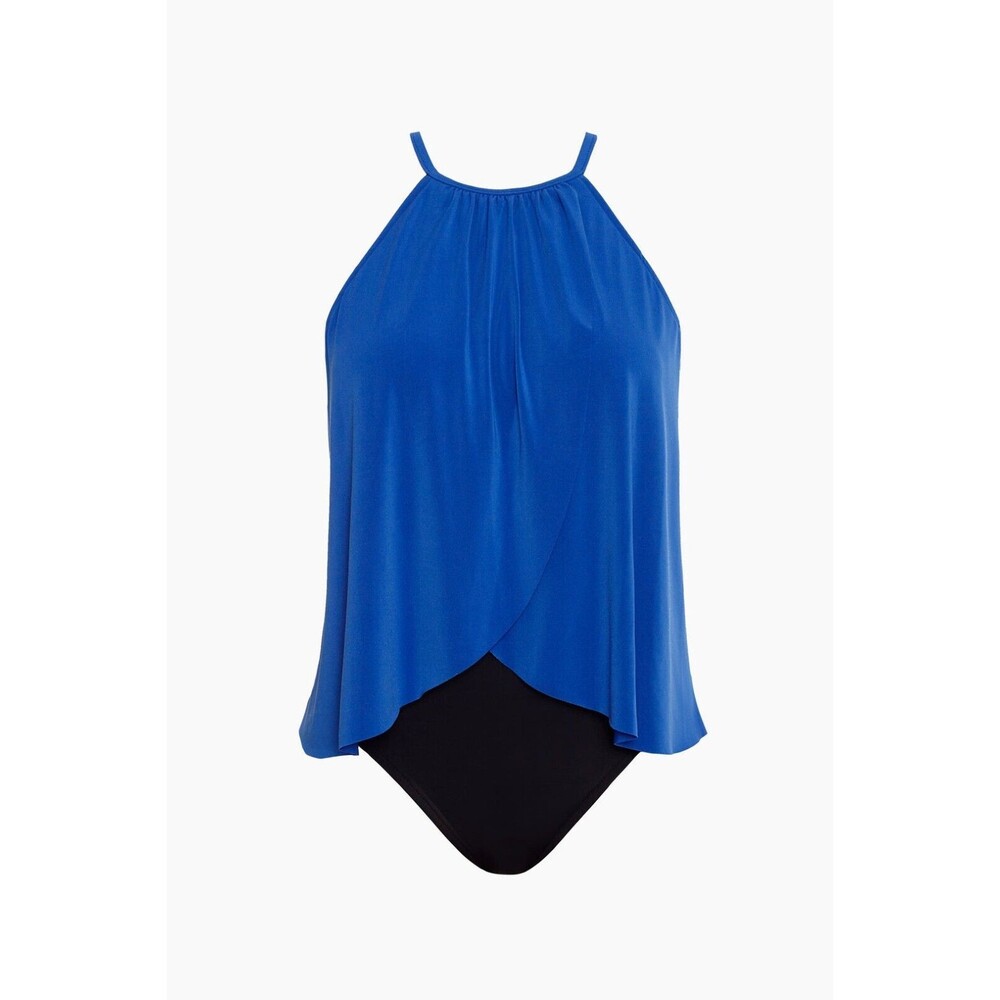 Magicsuit Solid Aubrey One-Piece Swimsuit 6008020 Blue Black Women's Size 8